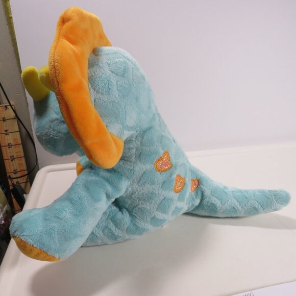 hug fun teal triceratops dinosaur plush with big sparkly eyes 11" tall - Picture 7 of 13
